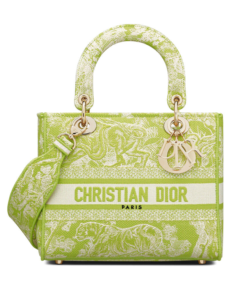 Christian Dior Medium Lady D Lite Canvas Bag Green